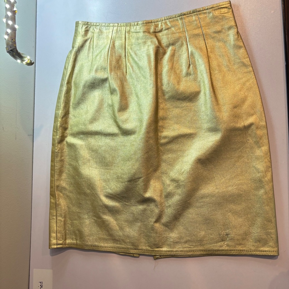 ♾️Cedars Vintage Gold Leather Pencil Skirt Size *29 Office Siren Mob Wife ♾️